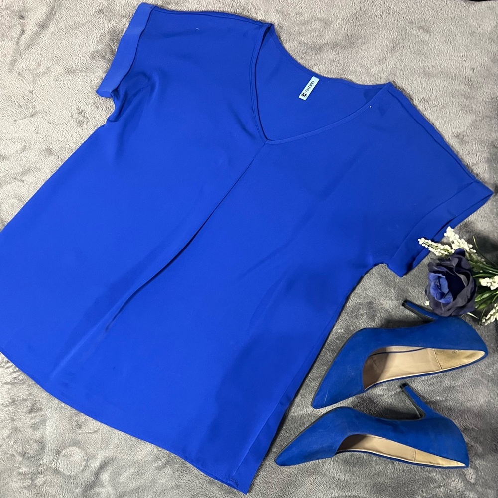 Blue V-Neck Women's Top